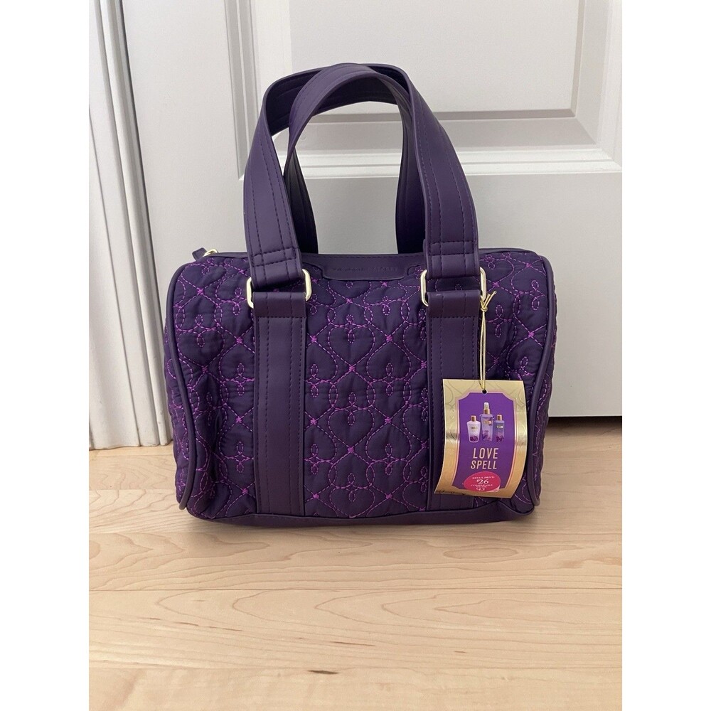 Vintage Y2K Victoria's Secret Love Spell Purple Hearts Quilted Makeup Bag New